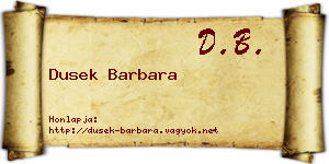 Dusek Barbara névjegykártya